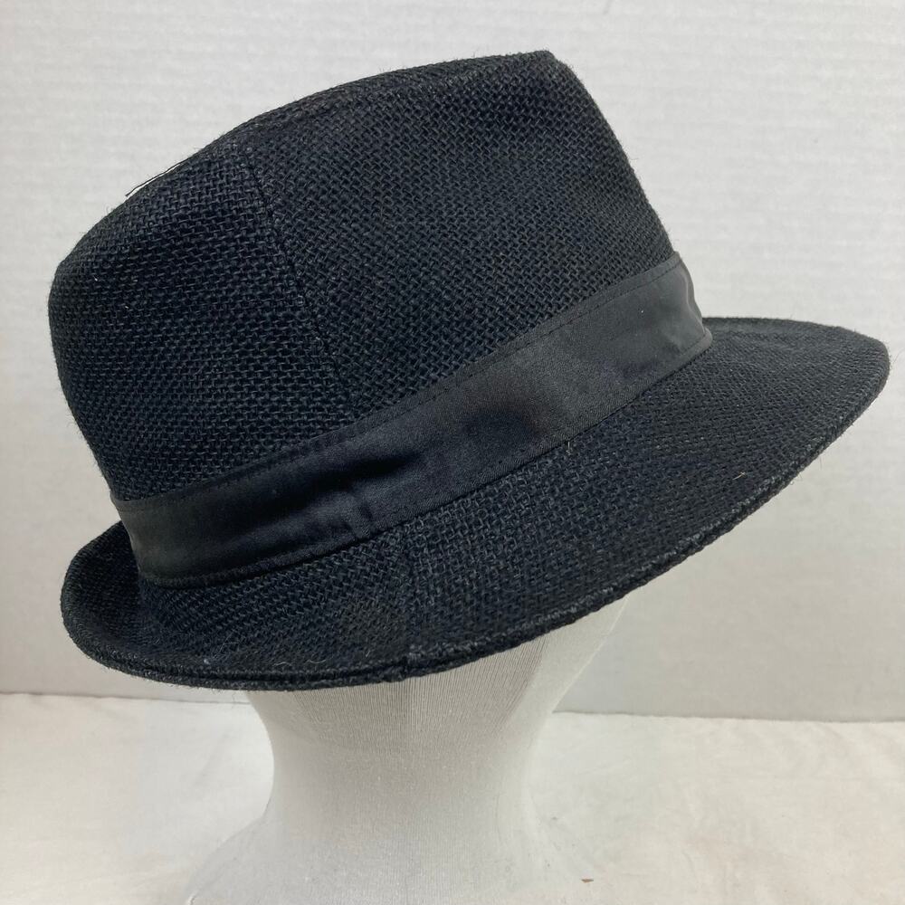 Fedora Style Hat Black 100% Linen Pinched Crown Ribbon Band Breathable Summer